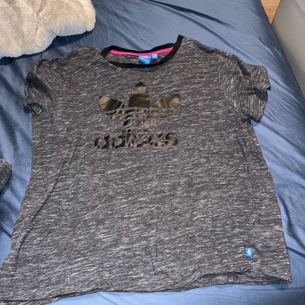 Adidas Women's Heather Gray Tee with Black Logo